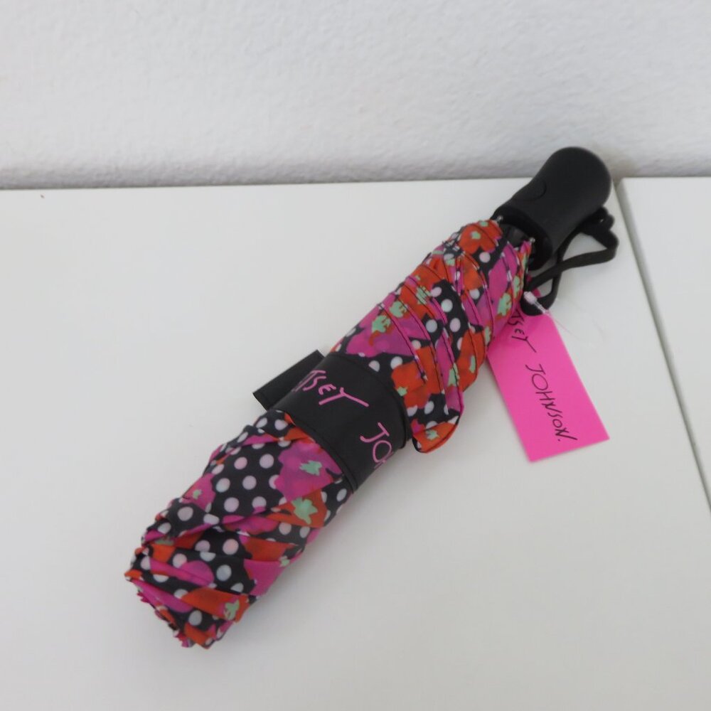 (#Y) Betsey Johnson Floral Polk-dot Umbrella